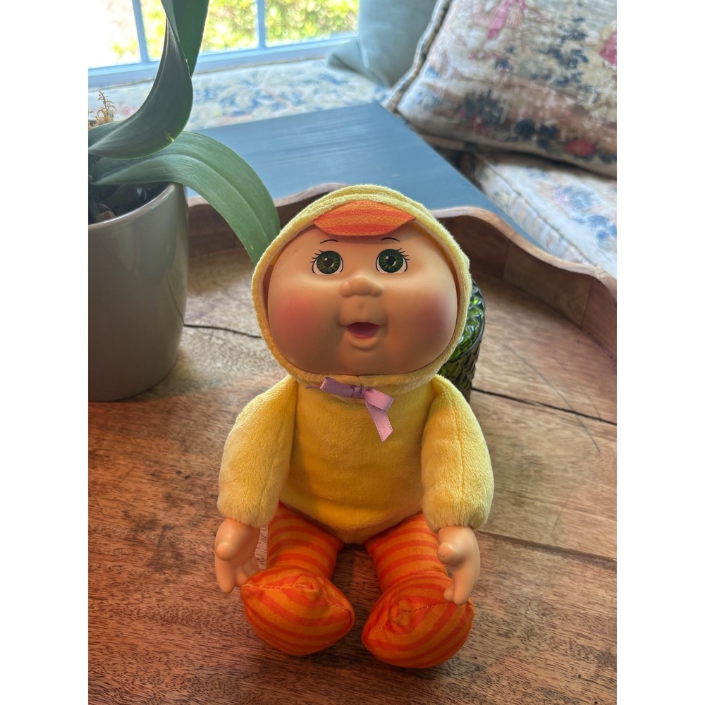 Cabbage Patch Kids Cuties Yellow Duckling Plush Doll Green Eyes 9 Inch